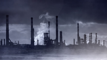 Infrared oil refinery by the sea