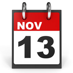 Fototapeta premium November 13. Calendar on white background.