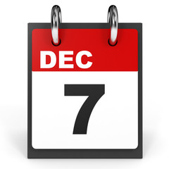 Fototapeta premium December 7. Calendar on white background.