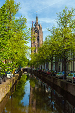 The building of the old Church  (Oude Kek) in Delft, Netherlands