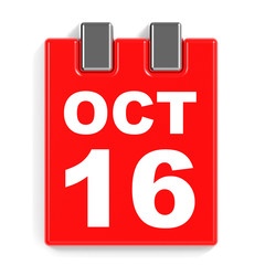 October 16. Calendar on white background.