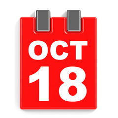 October 18. Calendar on white background.