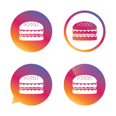 Hamburger icon. Burger food symbol.