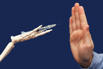 man gesturing disclaims proposed cigarette