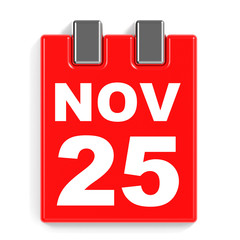 November 25. Calendar on white background.