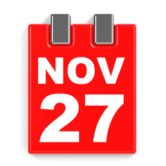 November 27. Calendar on white background.