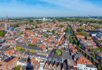 Fototapeta na wymiar View of the roofs of the houses of Delft, Netherlands