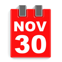 November 30. Calendar on white background.