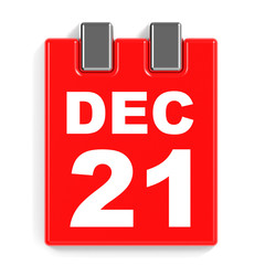 December 21. Calendar on white background.