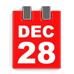 December 28. Calendar on white background.