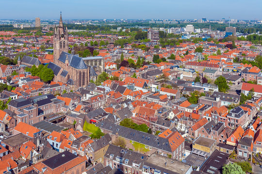 View of the roofs of the houses of Delft, Netherlands