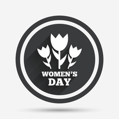 8 March Women's Day sign icon. Flowers symbol.