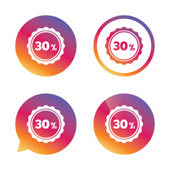 30 percent discount sign icon. Sale symbol.