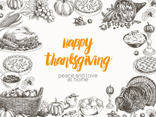 Vector hand drawn thanksgiving Illustration.