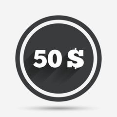 50 Dollars sign icon. USD currency symbol.