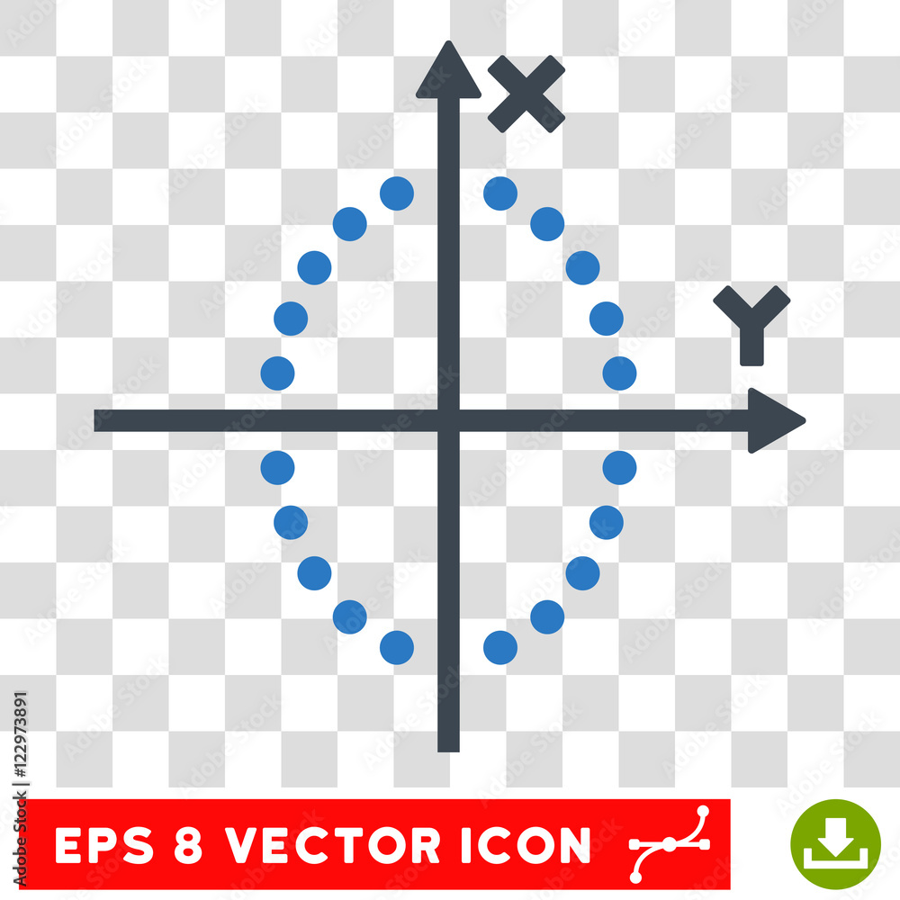 Poster vector ellipse plot eps vector pictogram. illustration style is flat iconic bicolor smooth blue symb