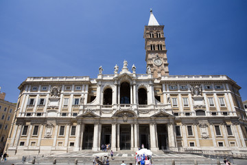 Facade of Santa Maria Maggiore basilica, Rome - obrazy, fototapety, plakaty