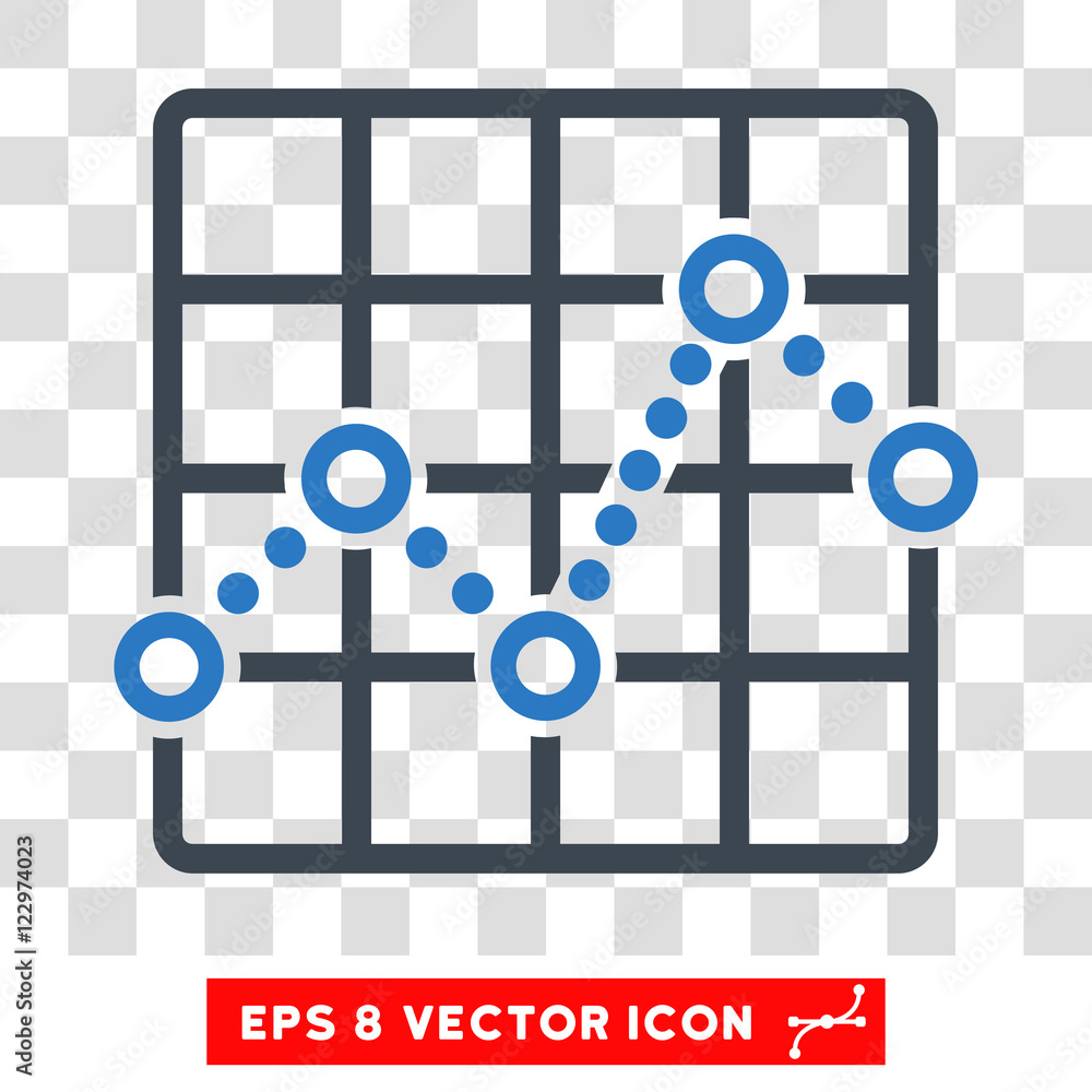 Poster vector line plot eps vector pictogram. illustration style is flat iconic bicolor smooth blue symbol 