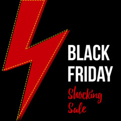 Black friday shocking sale card, flat design modern banner template.