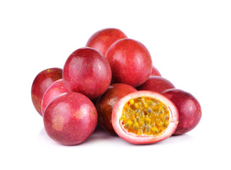 Passionfruit; Passiflora edulis on white background
