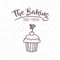 Cupcake muffin icon. Bakery food daily and fresh theme. White and texture background. Vector illustration