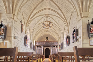 Interior of the Parish Church, town of La Vraie Croix, departament of Morbihan, region of Brittany,...