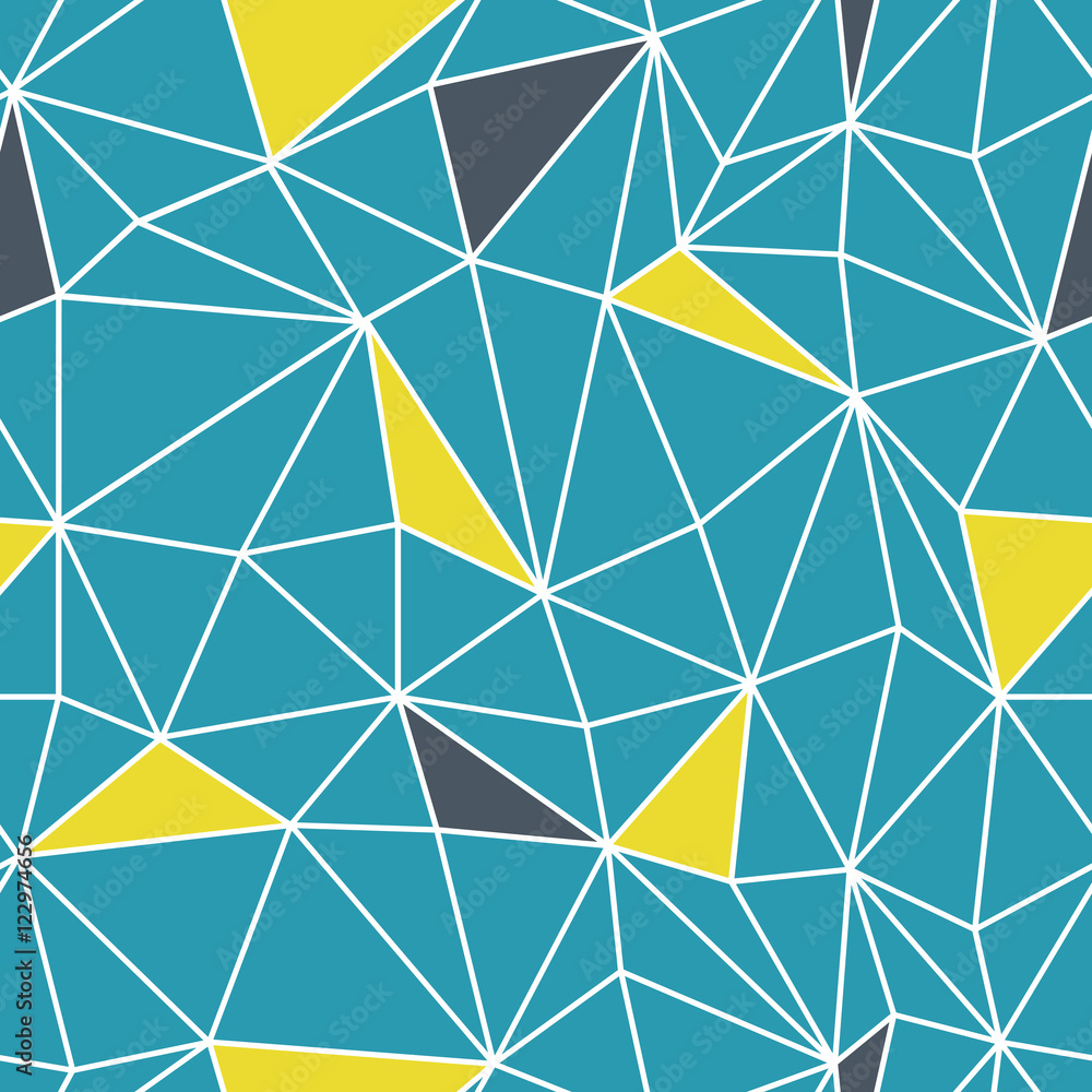 Aufkleber Low poly seamless repeat pattern. Triangular facets. Vector patt