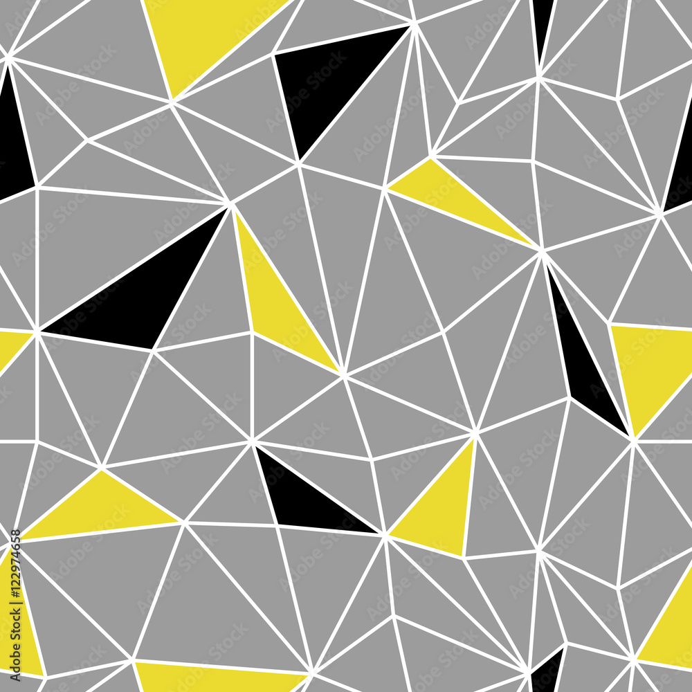 Poster Low poly seamless repeat pattern. Triangular facets. Vector patt