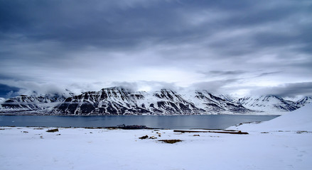 Beautiful Arctic landscape showing fjord and mountains