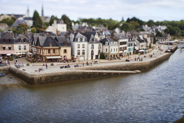 Saint-Goustan port, town of Auray, departement of Morbihan, Brittany, France. Tilted lens used for...