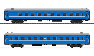 Passenger train cars. Railway carriage. vector