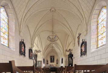 Interior of the Parish Church, town of La Vraie Croix, departament of Morbihan, region of Brittany, France - obrazy, fototapety, plakaty