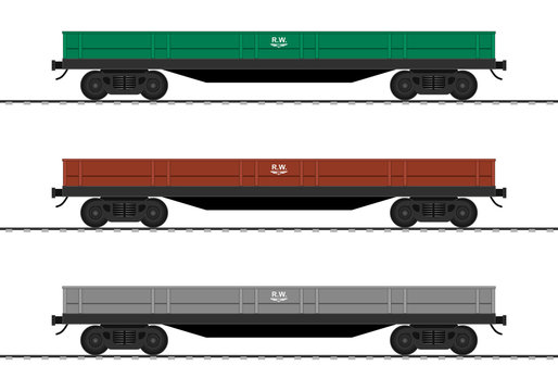 Cargo train cars. Platform. Railway carriage. vector