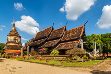 Old wooden church of Wat Lok Molee at Chiangmai Thailand