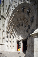 Facade of Sain Corentin Cathedral, town of Quimper, departament of Finistere, region of Brittany,...