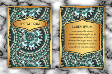 Invitation card design template. Vintage decorative elements with mandala, delicate floral pattern.