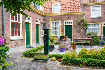 Courtyard of Michelshof in Leiden, Netherlands