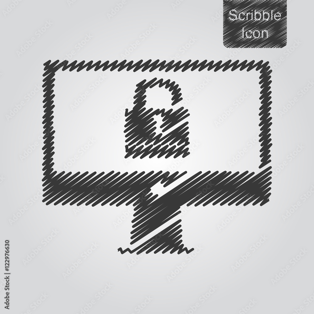 Poster Vector icon of computer lock icon in scribble style
