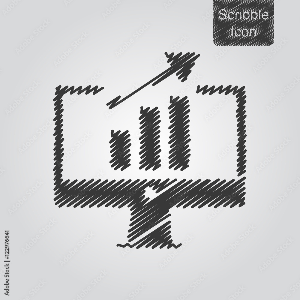 Poster vector icon of online statistic concept in scribble style