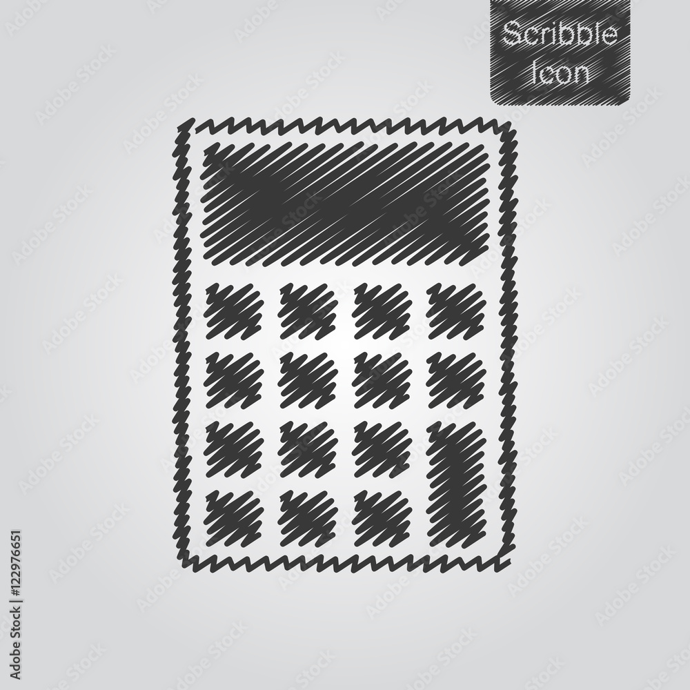 Poster vector icon of calculator in scribble style