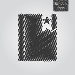 Vector icon of notepad with bookmark in scribble style