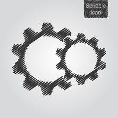 Vector gears icon in scribble style