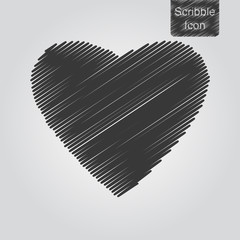 Vector icon of heart in scribble style