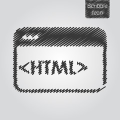 Vector icon of HTML concept in scribble style
