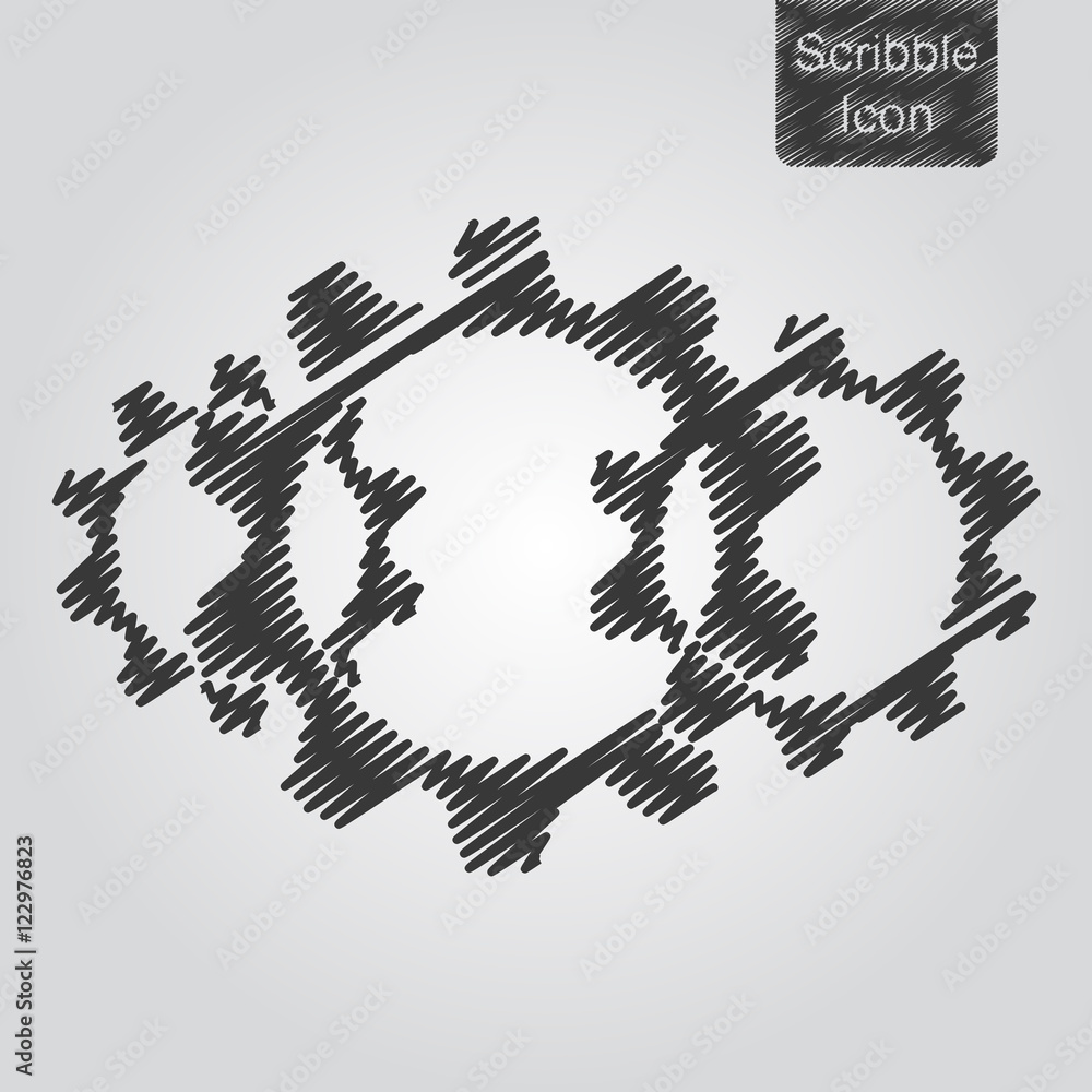 Poster vector gears icon in scribble style