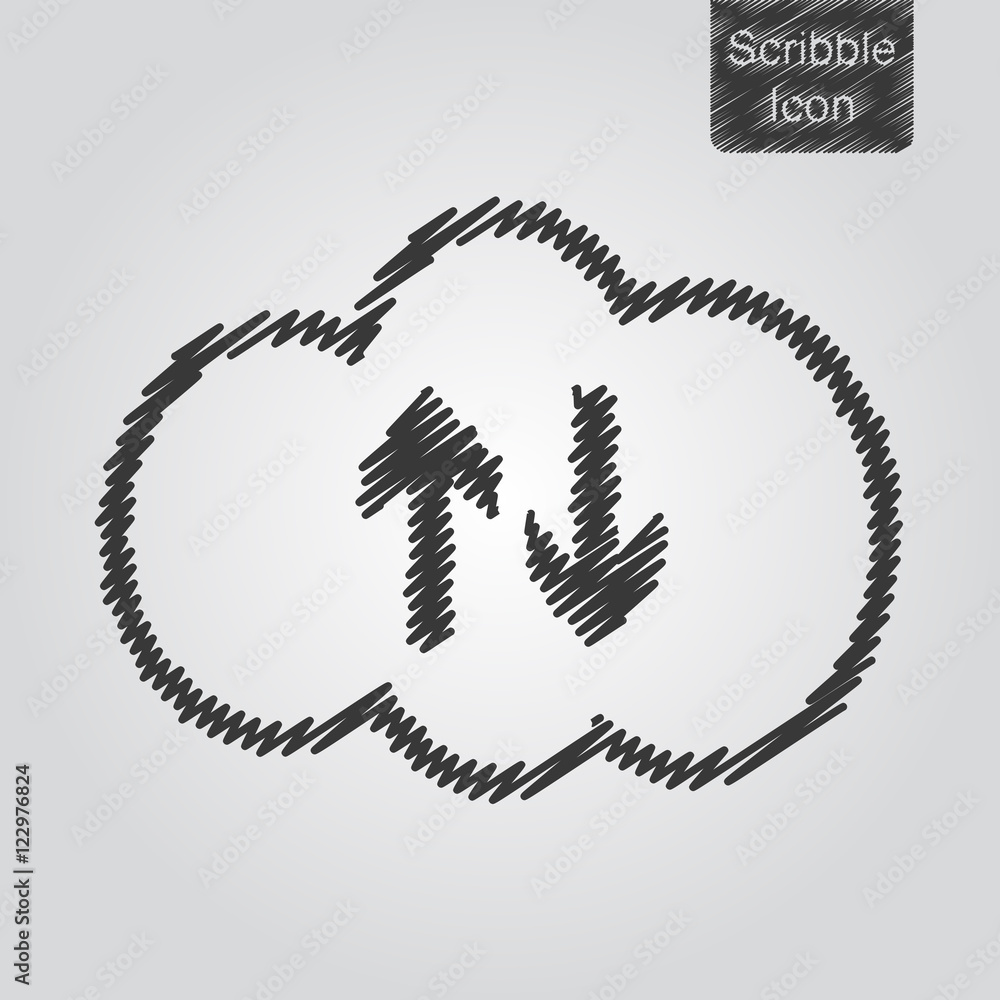 Poster vector icon of cloud computing concept in scribble style