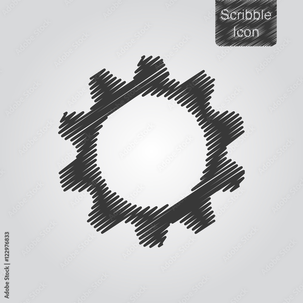 Poster vector gears icon in scribble style