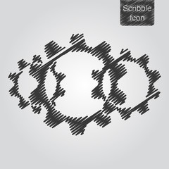 Vector gears icon in scribble style