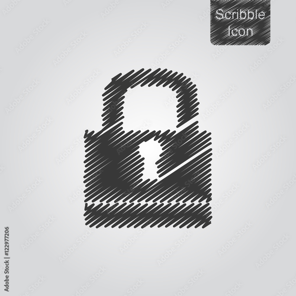 Poster vector icon of lock in scribble style