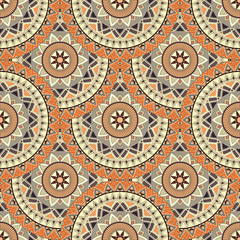 Ornate floral seamless texture, endless pattern with vintage mandala elements.